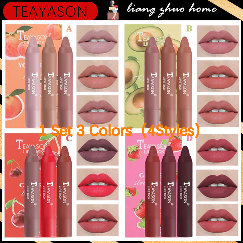Set 3 thỏi son sáp Teayason tông lì dưỡng ẩm chống nước lâu trôi