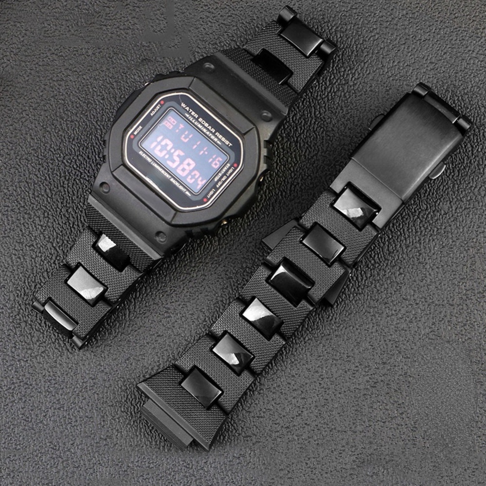Dây Đeo Inox Chống Sốc Cho Đồng Hồ Casio DW5600 / DW6900 / GWM5610 GA2100m 16mm