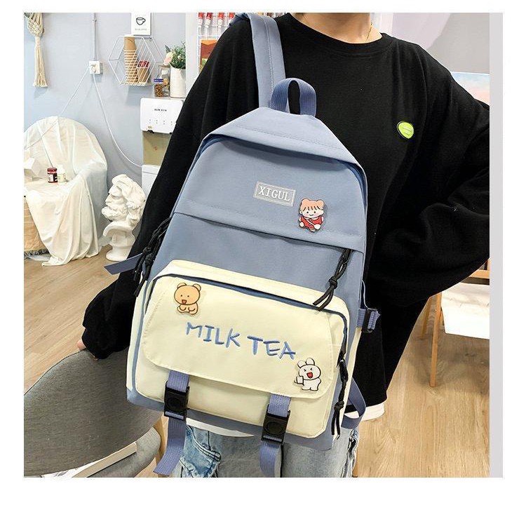 Balo ulzzang chống nước đi học đi chơi thời trang Milk Tea
