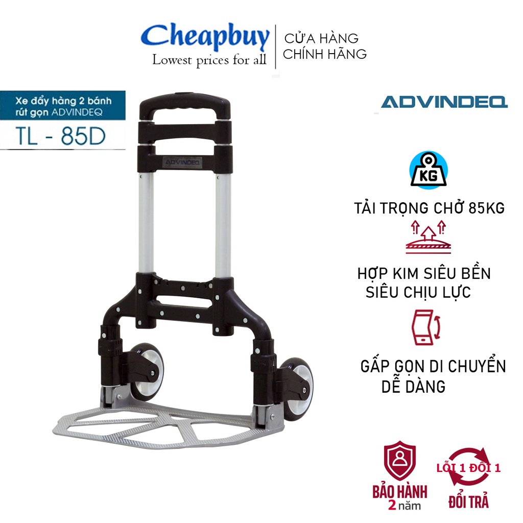 Xe đẩy hàng gấp gọn 2 bánh chở 85kg nhập khẩu ADVINDEQ TL-85D - bảo hành 12 tháng