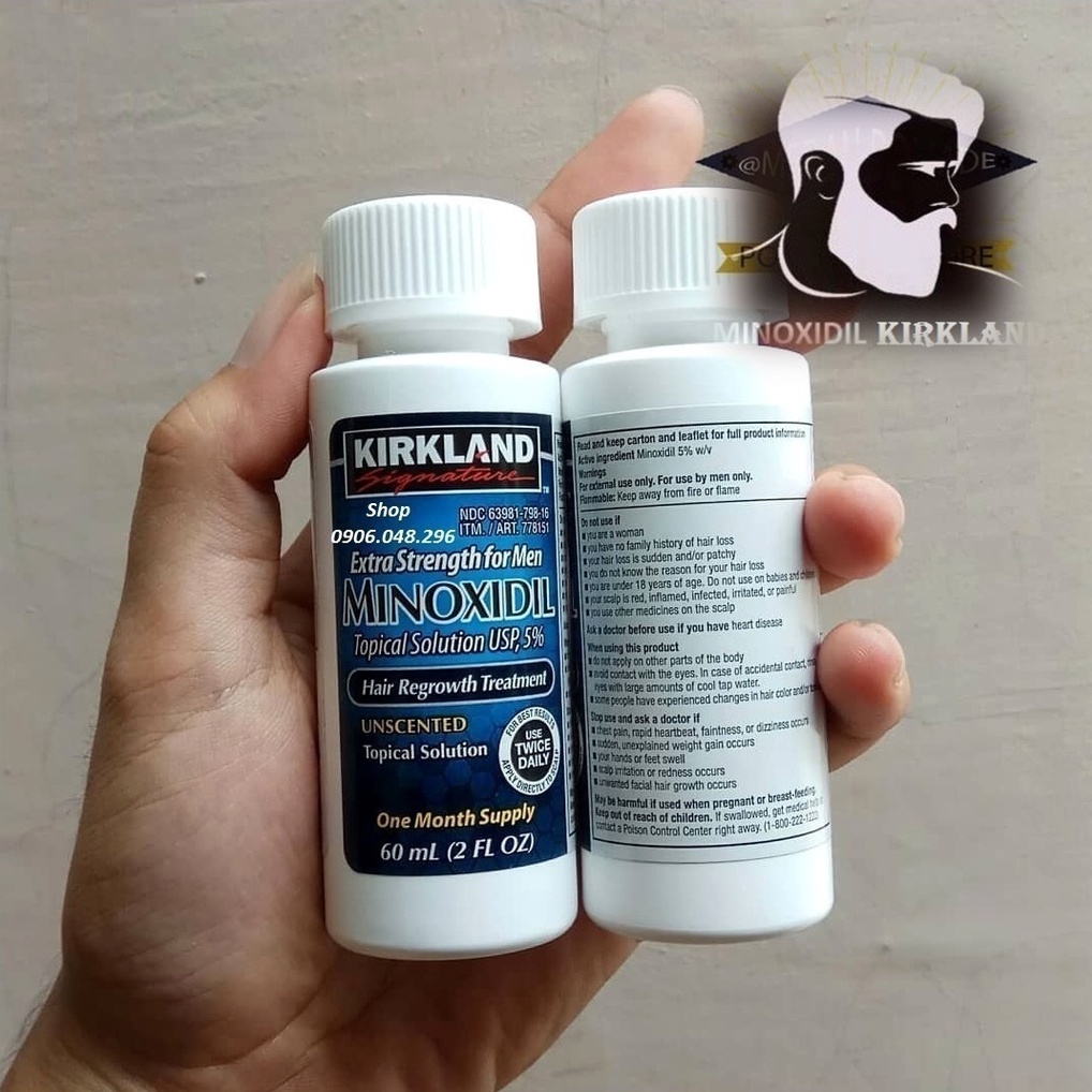 [ Date : Tốt nhất ] Dung dịch Thoa ngoài  Minoxidil 5% Kirkland USA  mọc Tóc, mọc Râu- 2 Chai, Kèm Ống  Zin Kirkland Mỹ.