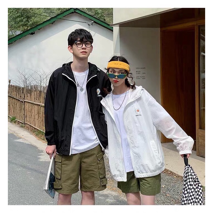 Áo khoác dù Unsiex nam/nữ in hình bông hoa cúc trắng dễ thương - TP01 [NewUnisex]