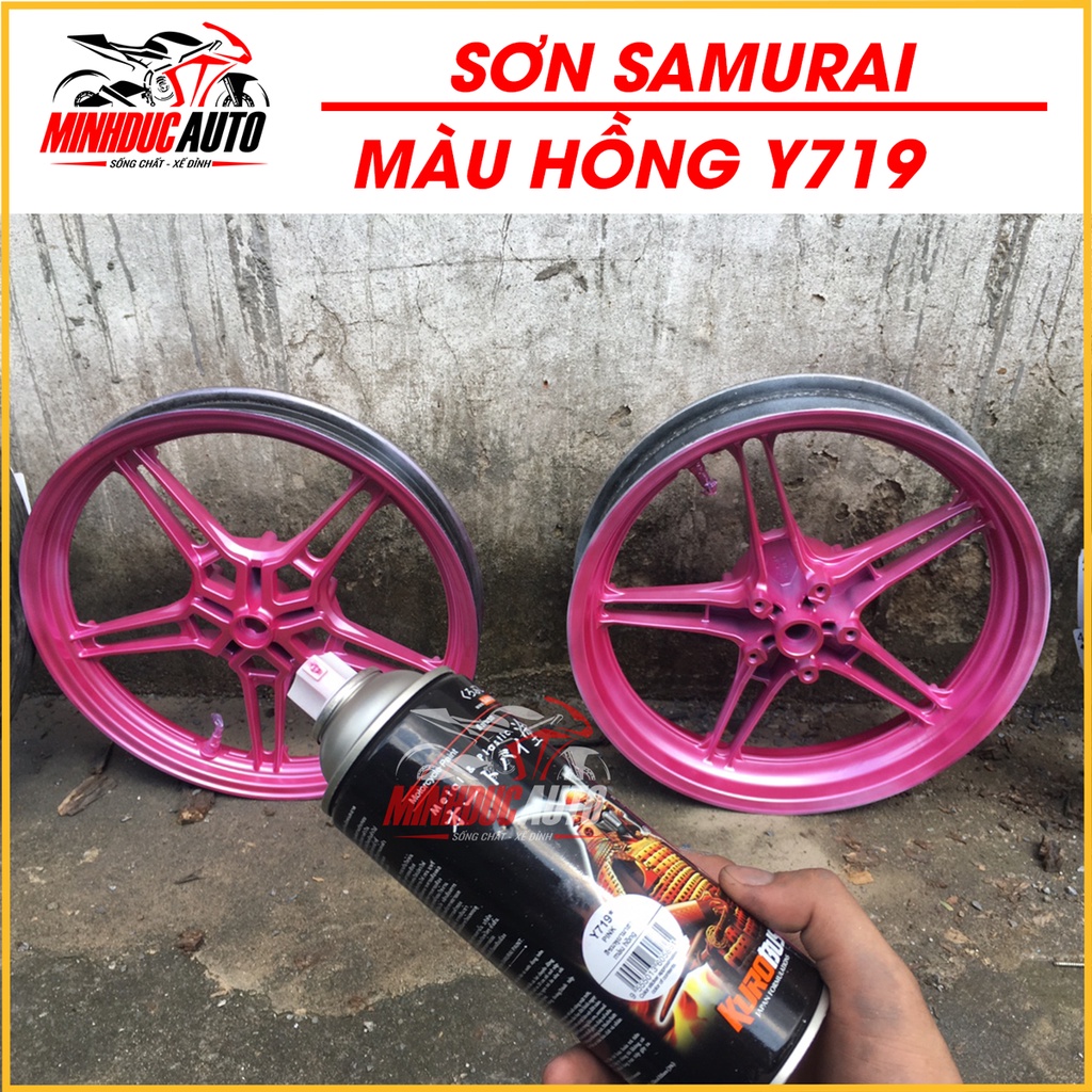 Sơn Samurai màu hồng Y719 - chai sơn xịt cao cấp nhập khẩu từ Malaysia.