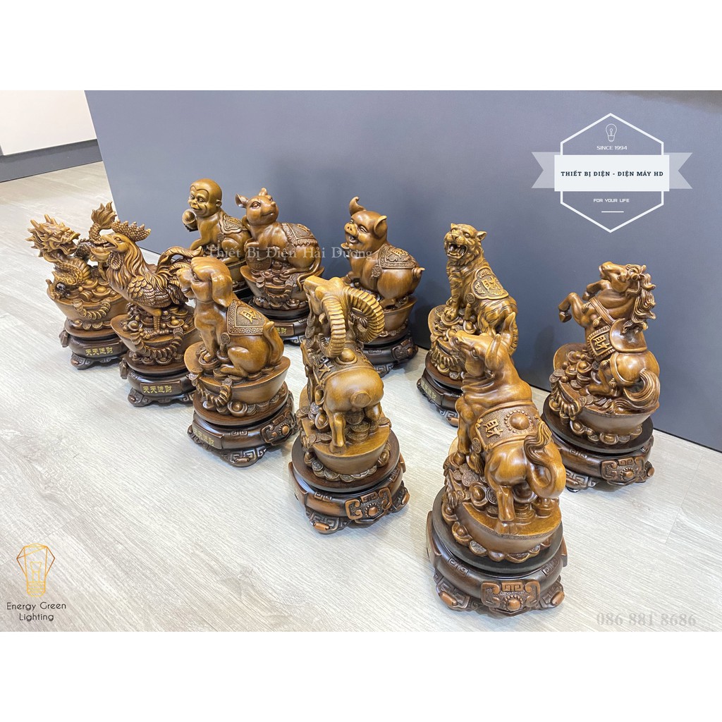 Bộ Tượng Linh Vật 12 Con Giáp - Mang Lại Bình An , May Mắn Và Tài Lộc Cho Gia Chủ - Đế Xoay 360 Độ - Có Video Thực Tế
