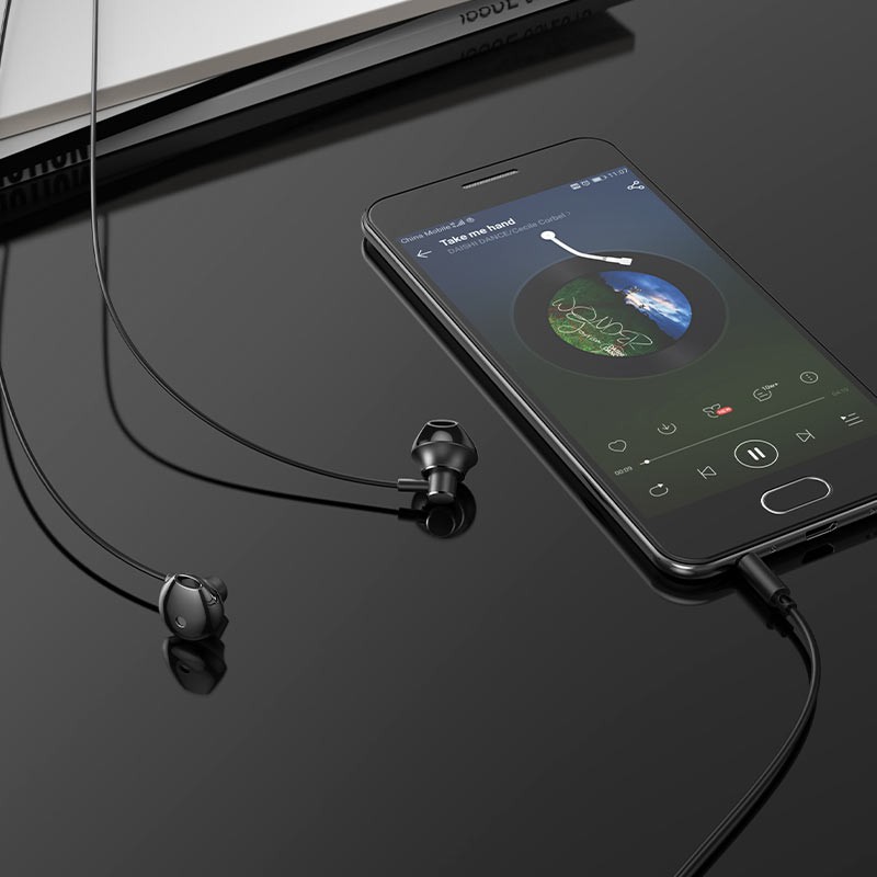 Tai Nghe Nhét Tai Hoco M75 Nghe Hay Có Mic Đàm Thoại, Âm Bass Rõ, Nghe Rất Ấm, Jack Cắm 3.5mm, Dài 1.2m, Dây Chống Rối.
