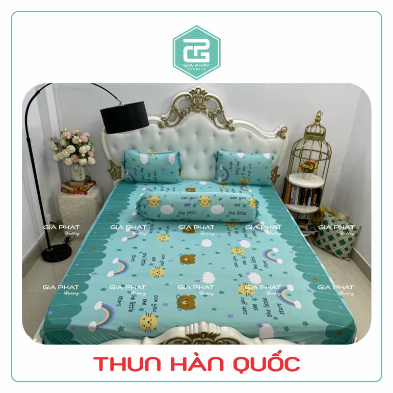Bộ Ga Gối Thun Lạnh Hàn Quốc { 4 món : 1 ga bọc + 2 vỏ gối nằm + 1 vỏ gối ôm )