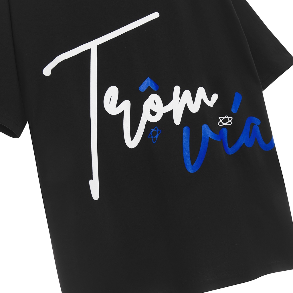 Áo thun nam nữ unisex basic banawa 100% cotton tay lỡ form rộng - Trộm Vía Tee - Màu Đen