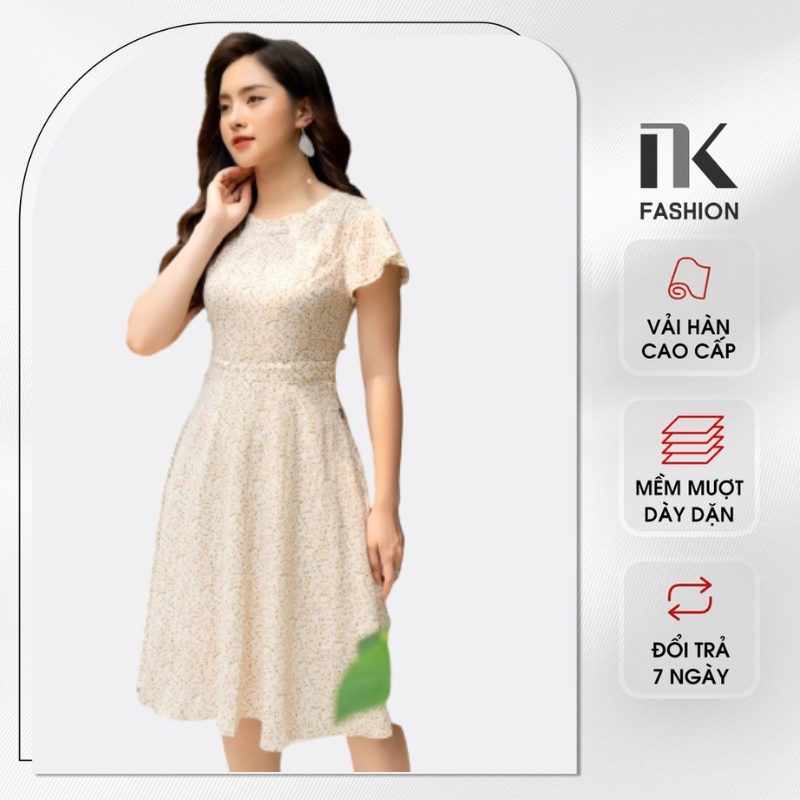 Váy Thiết Kế Công Sở NK FASHION Hoa Nhí Dáng Xoè Cánh Tiên, Chất Liệu Voan Mềm Hai Lớp Cao Cấp NKDV2102010