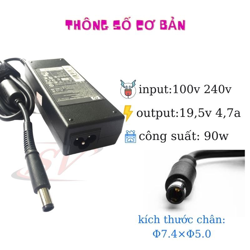 [SẠC ZIN] Sạc laptop HP chân kim to loại 19V - 4.74A - kèm dây nguồn volex
