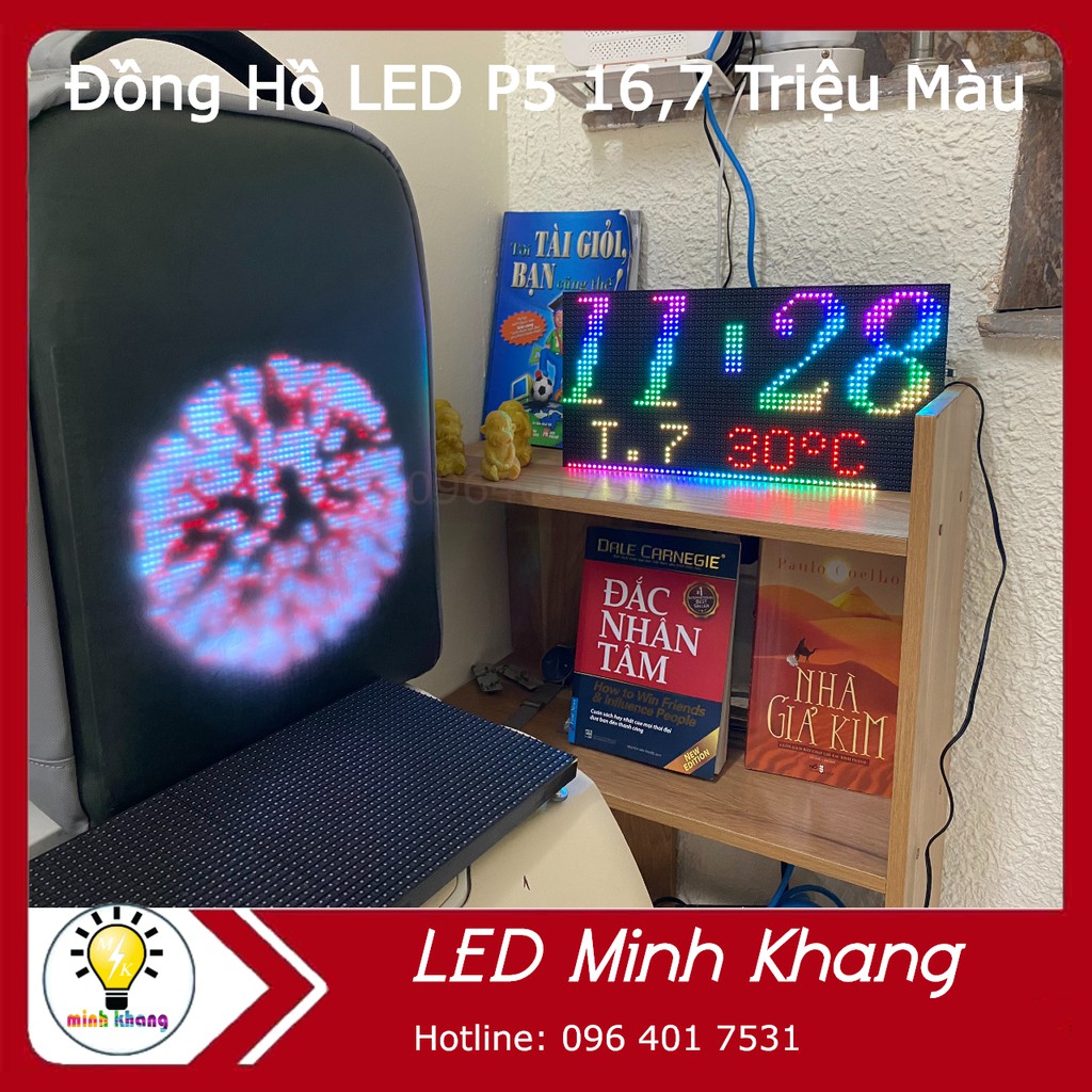 Combo Đồng Hồ LED P5 full 16,7 triệu màu [ Free Nguồn] Đủ bộ