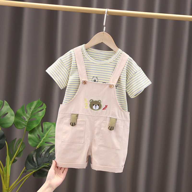 Bộ yếm cho bé 🌺 QUẦN YẾM GẤU + ÁO THUN COTTON 🌺Cho bé trai gái từ 1~5 tuổi