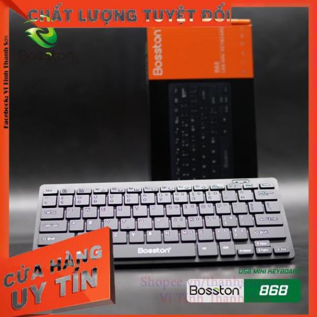 Bàn phím mini có dây Bosston 868 (Đen) Thiết kế giảm tiếng ồn / Keyboard Bosston 868 Mini - Vi Tính Thanh Sơn