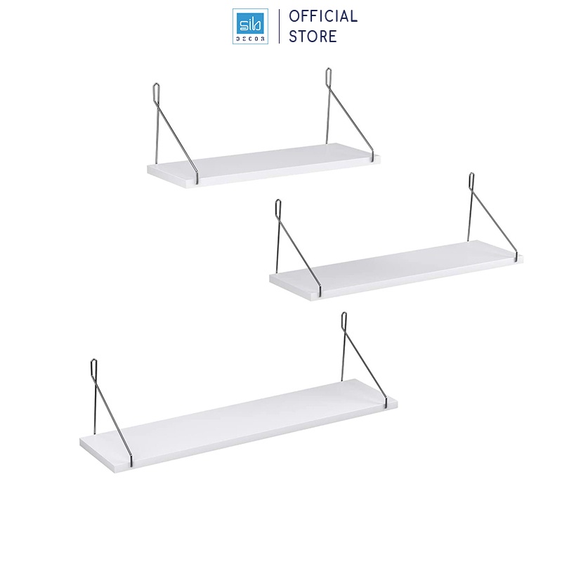 Kệ Gỗ Trang Trí Không Cần Khoan SIB Decor Kích Thước 80 x 15cm, Tặng Kèm Móc Treo Inox Và Phụ Kiện Lắp Đặt