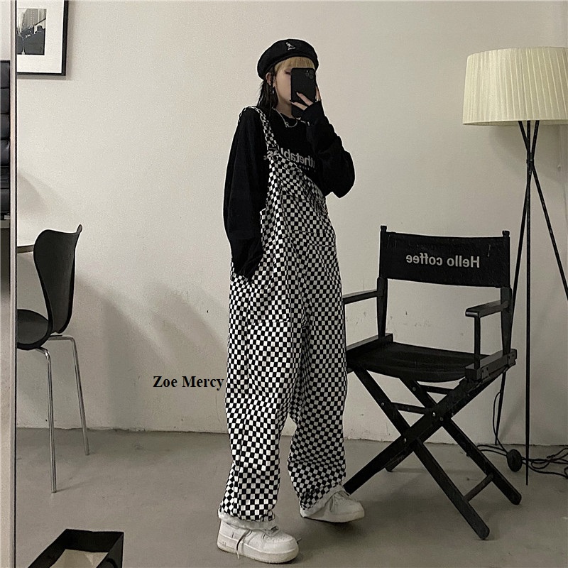 [ORDER]- Quần yếm họa tiết ô bàn cờ phong cách Ulzzang (Y40)