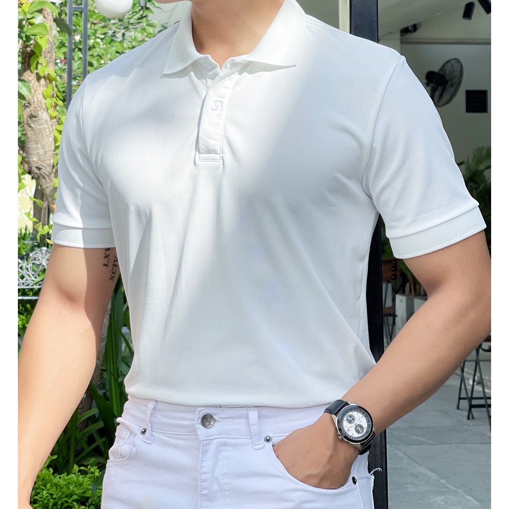 Áo Thun Nam Polo Trơn Cao Cấp Thoáng Khí Vải Cá Sấu
