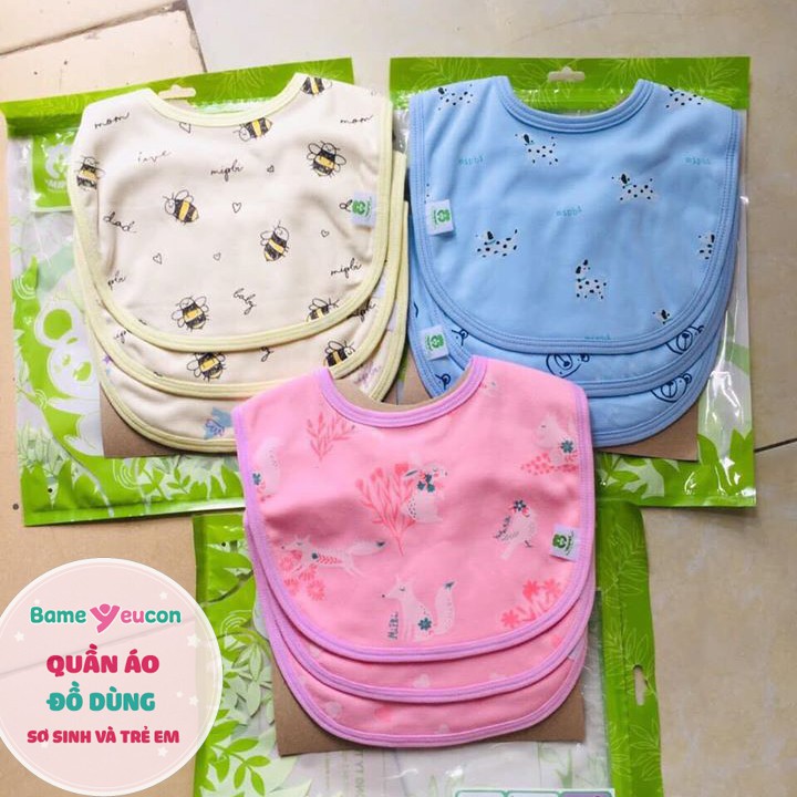 Yếm tròn Mipbi cúc bấm cao cấp cho bé set 3 chiếc