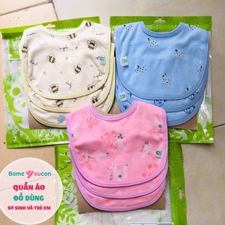 Yếm tròn Mipbi cúc bấm cao cấp cho bé set 3 chiếc