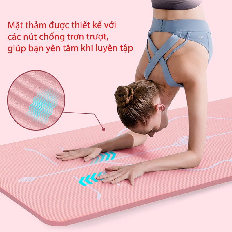 Thảm yoga 8mm 2 lớp định tuyến , chống trơn trượt , bám sàn thấm hút mồ hôi tốt , đàn hồi