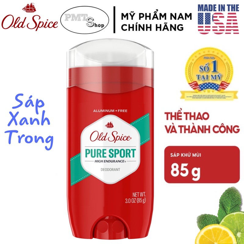[USA] Lăn sáp khử mùi nam Old Spice Pure Sport 85g Deodorant Đỏ |  Antiperspirant Trắng - Mỹ
