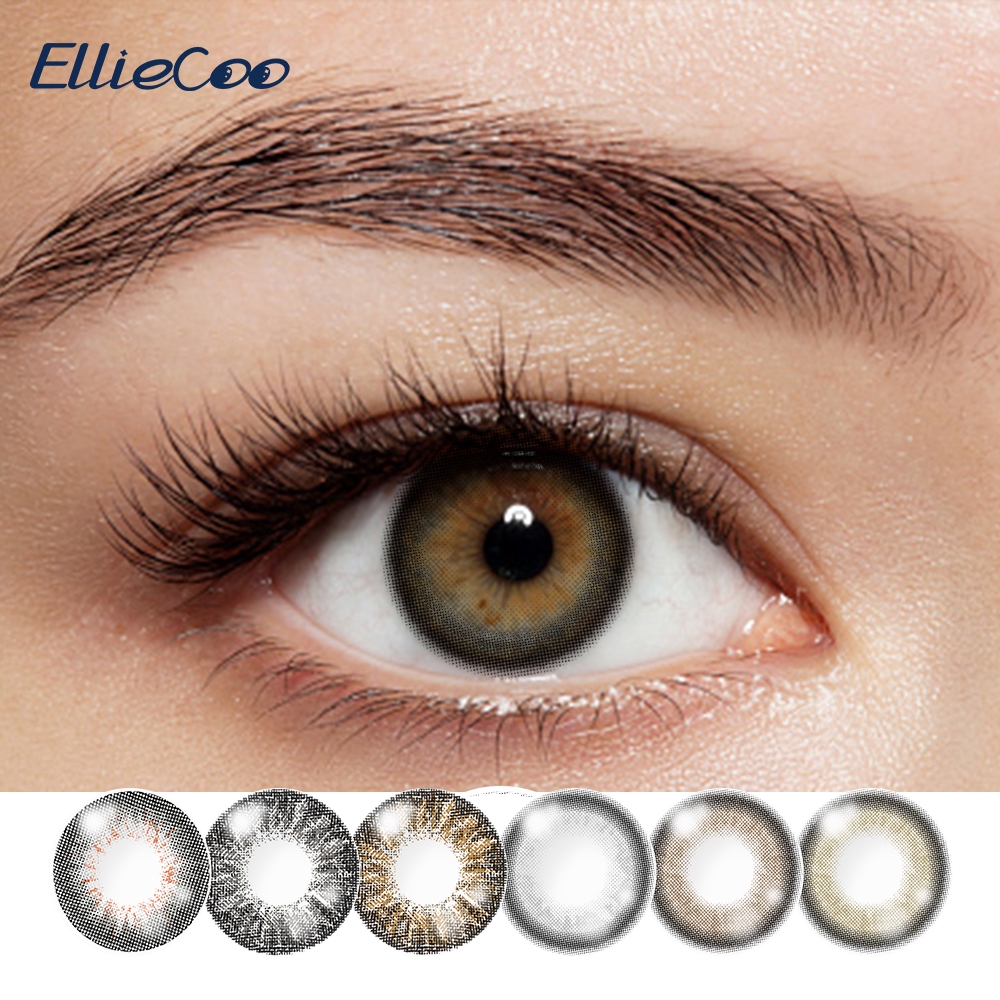 Bộ 1 cặp kính áp tròng mềm Elliecoo Series Gemstone 500 độ màu nâu / xám