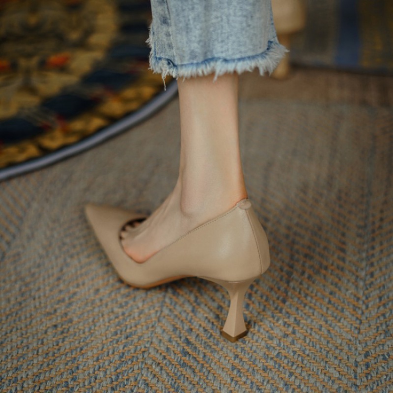 Giày Cao Gót Da Mềm Mũi Nhọn Miệng Nông Kiểu Pháp Thời Trang 2022 Cho Nữ