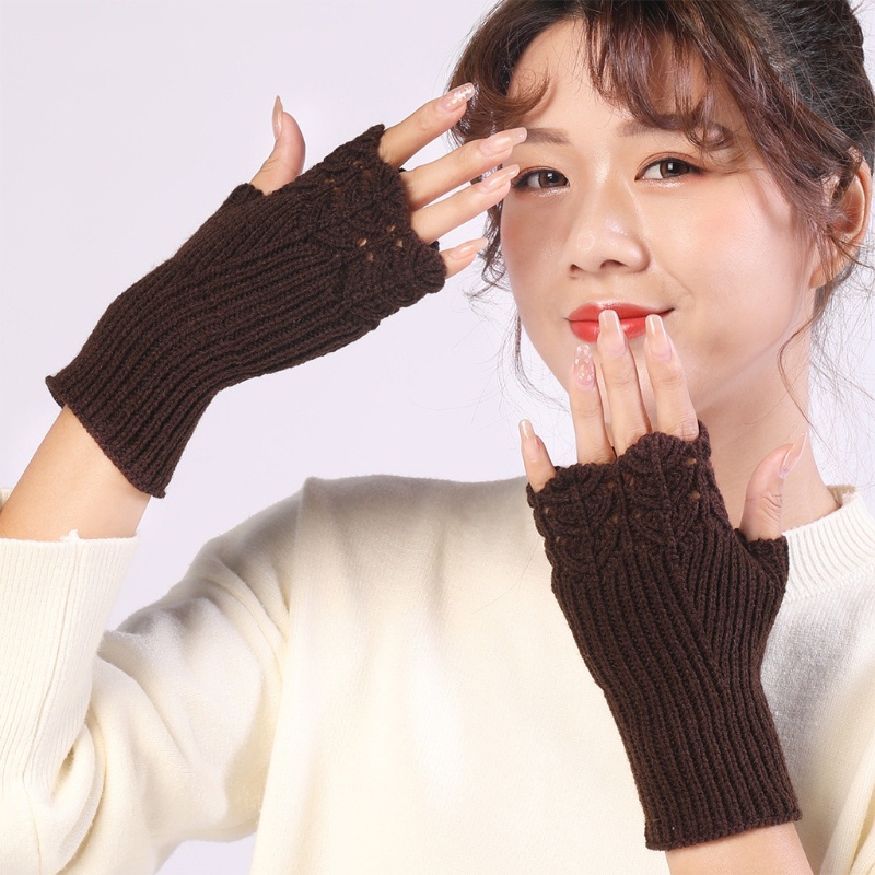 Găng Tay Len Hở Ngón Giữ Ấm Mùa Đông
