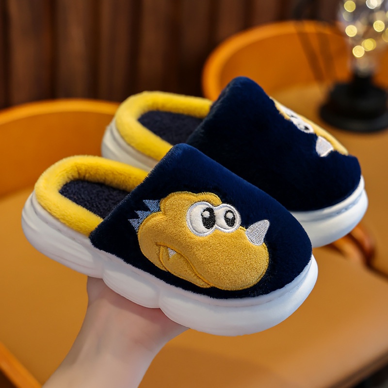 (TH27) Dép Bông Cho Bé, Dép Lông Trẻ Em Họa Tiết Khủng Long Đáng Yêu