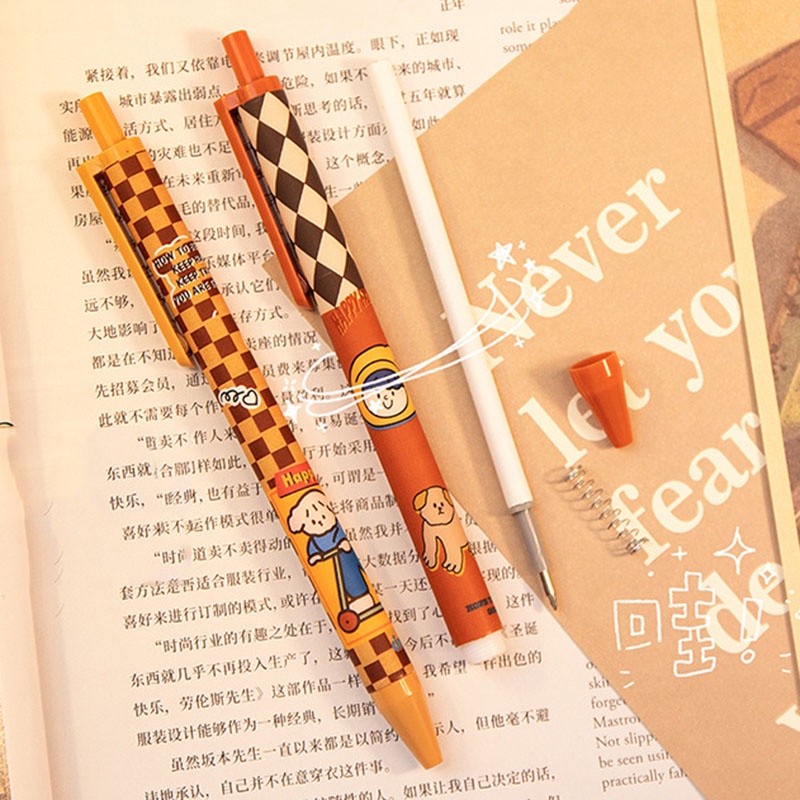 Set 6 Bút Bi Mực Đen 0.5mm Kiểu Dáng Retro