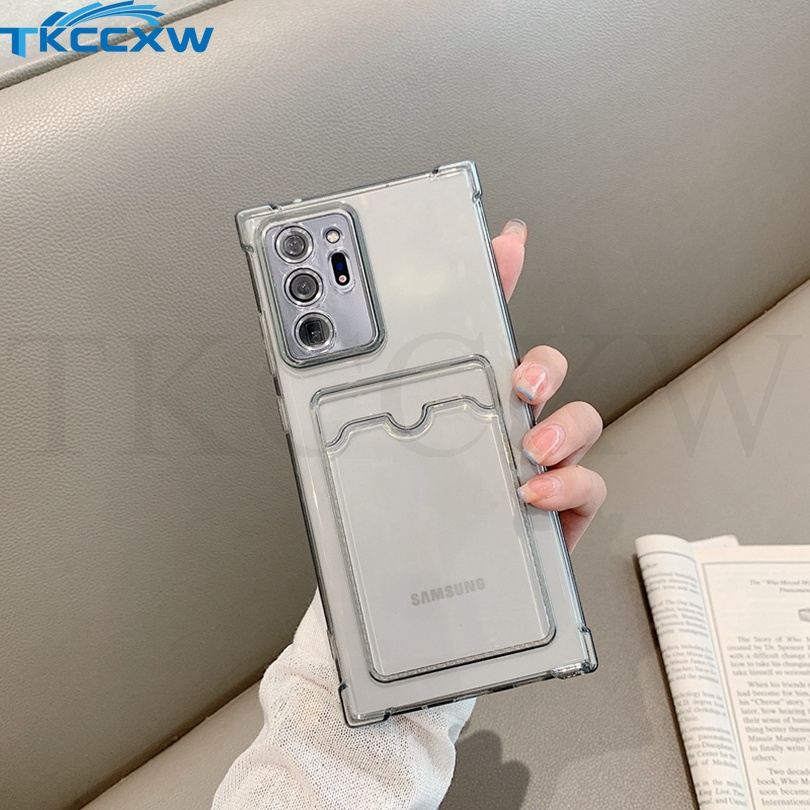 Ốp Điện Thoại Dẻo Trong Suốt Có Túi Khí Chống Sốc Kèm Ngăn Đựng Thẻ Cho Samsung S10e S10 Plus Note 20 Ultra 10+ 10P
