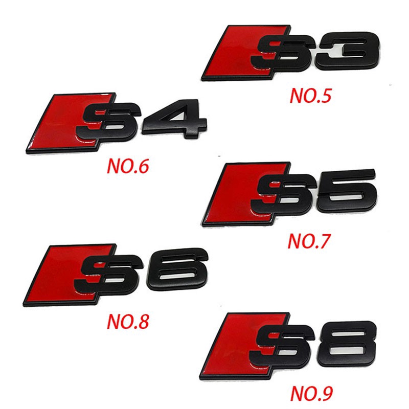 In stock Modified Letetr S3 S4 S5 S6 S8 RS3 RS4 RS5 RS6 RS8 3D Metal Car Sticker for Audi Emblem Badge Decal