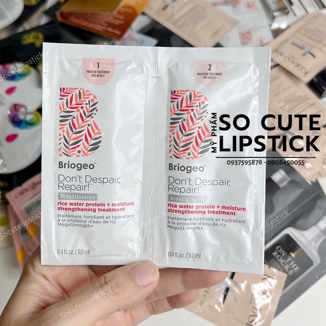 Sample Phục Hồi Và Dưỡng Tóc Hư Tổn Briogeo Rice water protein + moisture strengthening treatment 11.8mlx2