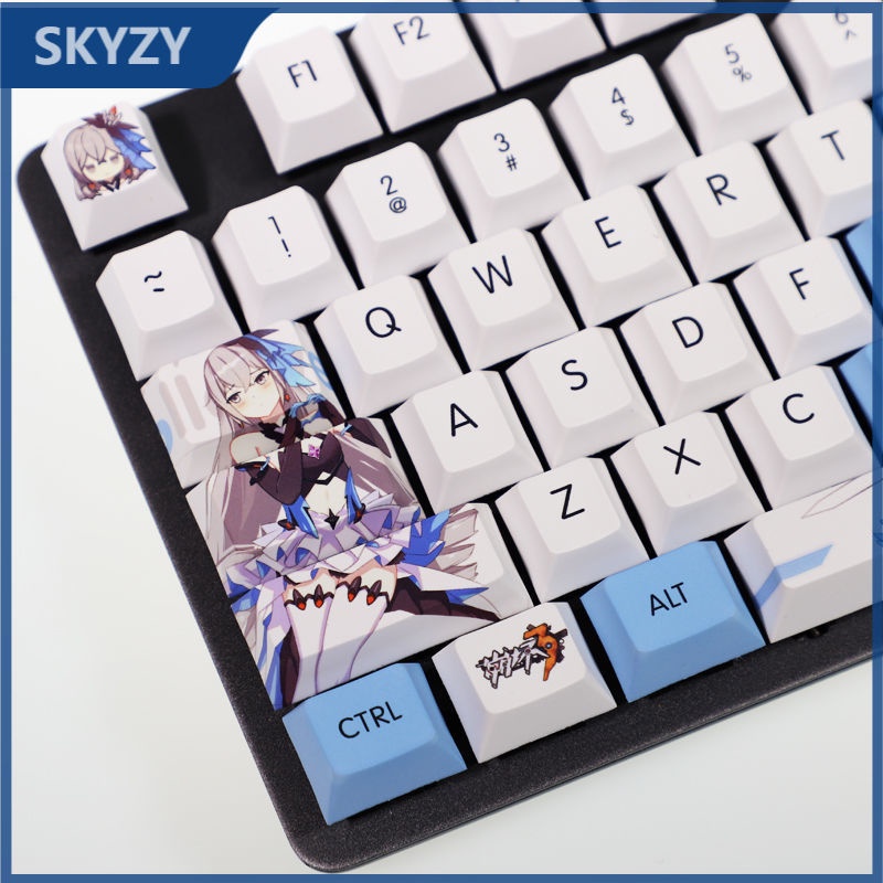 Honkai Impact 3 keycap Bronya Zaych Anime Trò chơi di động PBT Dye bàn phím cơ thăng hoa keycap 108 phím