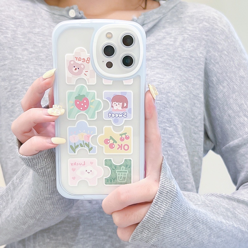 Ốp Điện Thoại Kiểu Mảnh Ghép Có Giá Đỡ Cho iphone7 / 7plus / 8 / 8plus / xs / 11 / 12 / 13 / 14 / pro / max / plus / promax