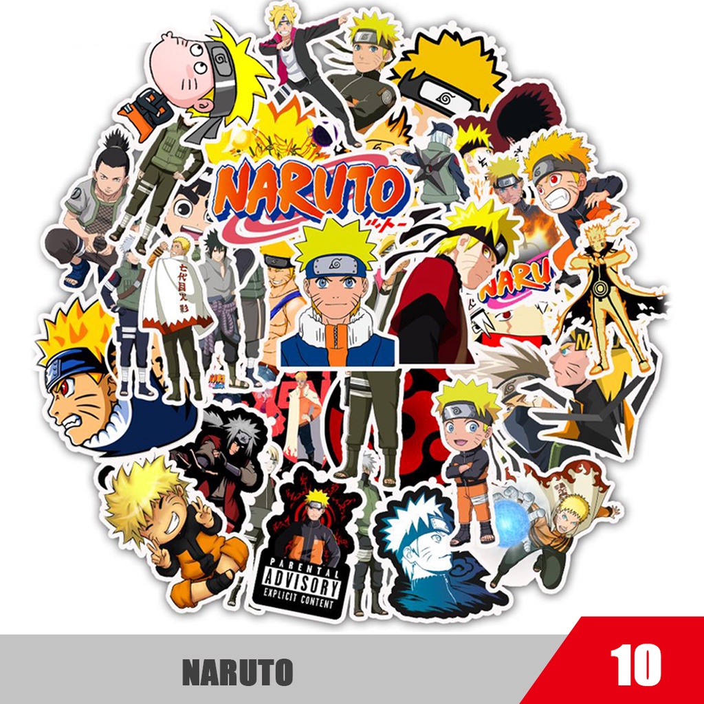Y&P| Hình Dán Chống Nước NARUTO Nhật Bản Anime Mũ Bảo Hiểm Máy Tính Xách Tay Hành Lý Dán Thiết Lập, 10 tờ