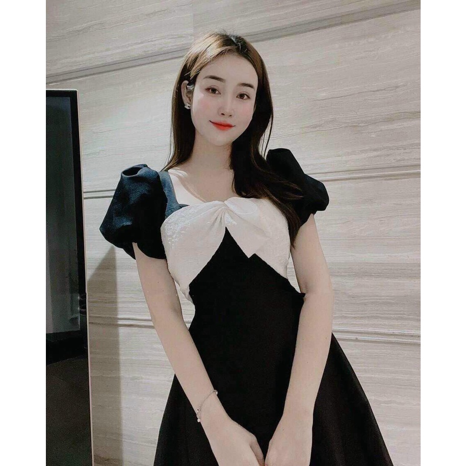 Đầm xòe tay phồng phối nơ xinh xắn  fasnionzero - 85226