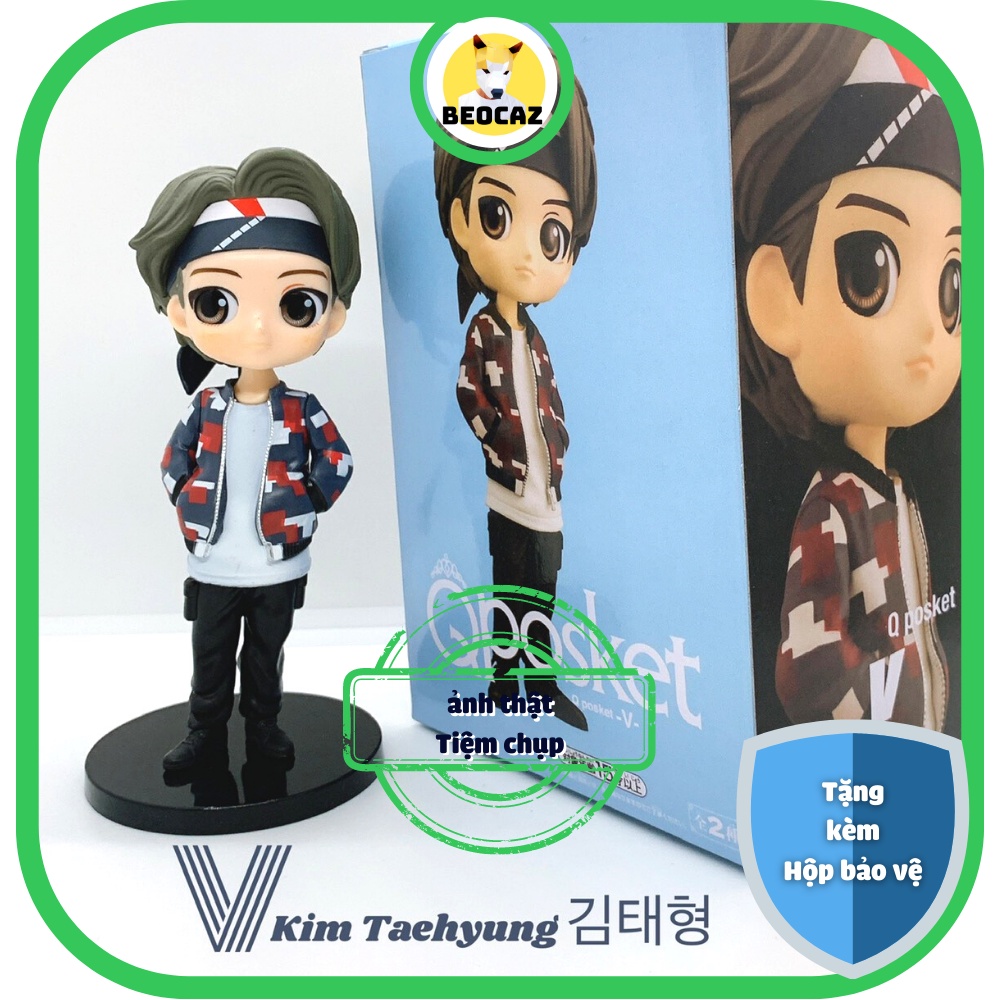 Mô hình BTS V Kim Taehyung Loại 1 Unoff chibi Bangtan Boys dễ thương quà tặng trang trí Đồ chơi Beocaz KPop Hộp Bảo Vệ