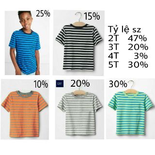 Áo thun kẻ sọc tay ngắn bé trai Baby Gap , Size 2-5T , VN xuất xịn 
• Chất thun  cotton của thương hiệu Gap mềm mịn cực.