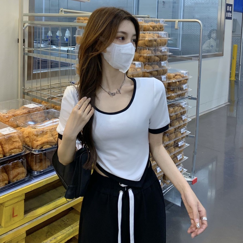 Áo Thun Ngắn Tay Phong Cách Hàn Quốc Thời Trang Mùa Hè Mới 2022 Cho Nữ