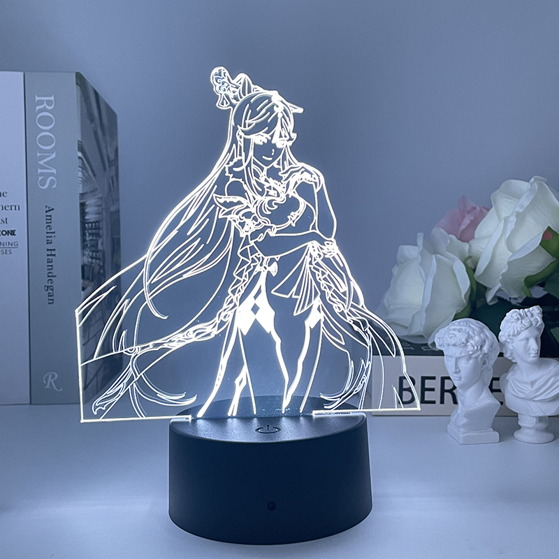 Đèn Ngủ Led 3D Điều Khiển Từ Xa Hình Nhân Vật Genshin Impact Có Cổng USB