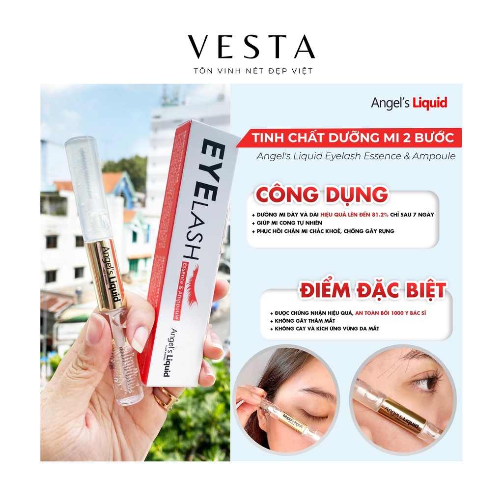 Mascara Angel Liquid - Tinh Chất Dưỡng Mi Dày Và Dài 2 Bước Eyelash Essence 5ml &amp; Ampoule 5ml