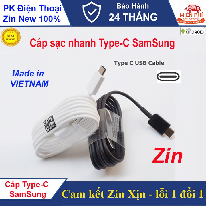 Cáp sạc nhanh Samsung S8,S9,S10 Type-C, Hàng made in VIỆT NAM