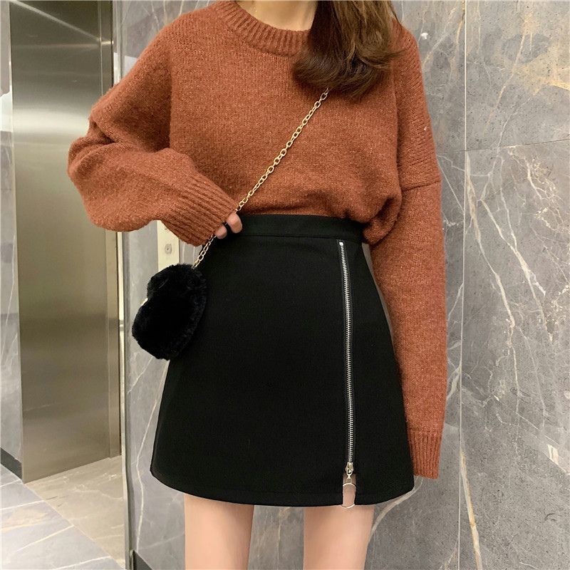 Chân Váy Ngắn Lưng Cao Chất Liệu Len Màu Đen Thời Trang Cho Nữ váy NZ-DQ-06