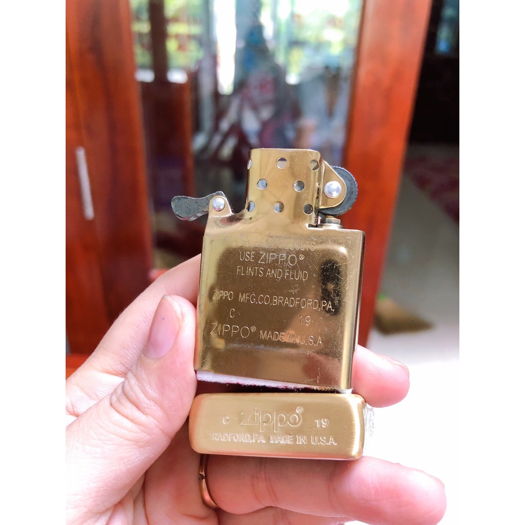 VỎ BẬT LỬA Zippo Tỳ Hưu Khắc Chìm 5 Mặt- MÀU VÀNG - VÀNG