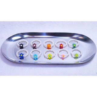 Nhẫn hạt cườm kết hoa nhiều màu sắc