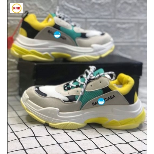 [FREESHIP+BOX+SALE] Giày thể thao nam nữ SNEAKER balen cao cấp + Box + full size 36-44..VÀNG XANH
