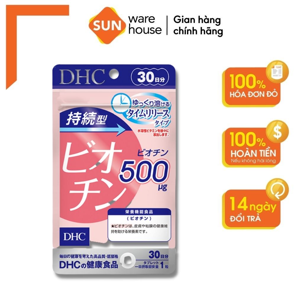 Viên Uống DHC Biotin Ngăn Rụng Tóc Sustained Release Biotin 30 Ngày (Gói 30 Viên)