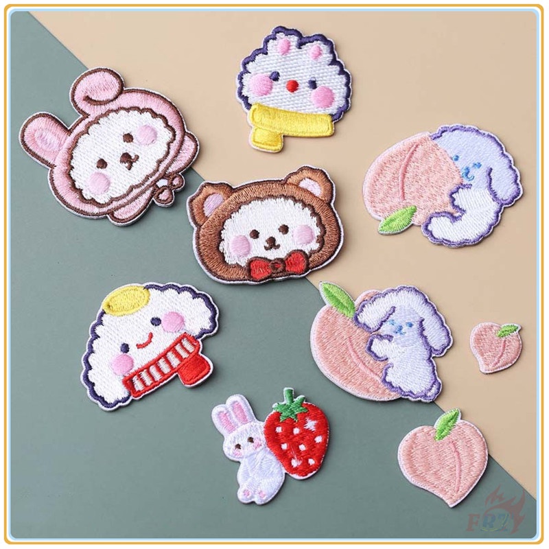 ♥ Miếng Dán Tự Dính Hình Thỏ Chó Dễ Thương ♥ 1 Miếng Ủi Quần Áo Hình Quả Dâu/Đào
