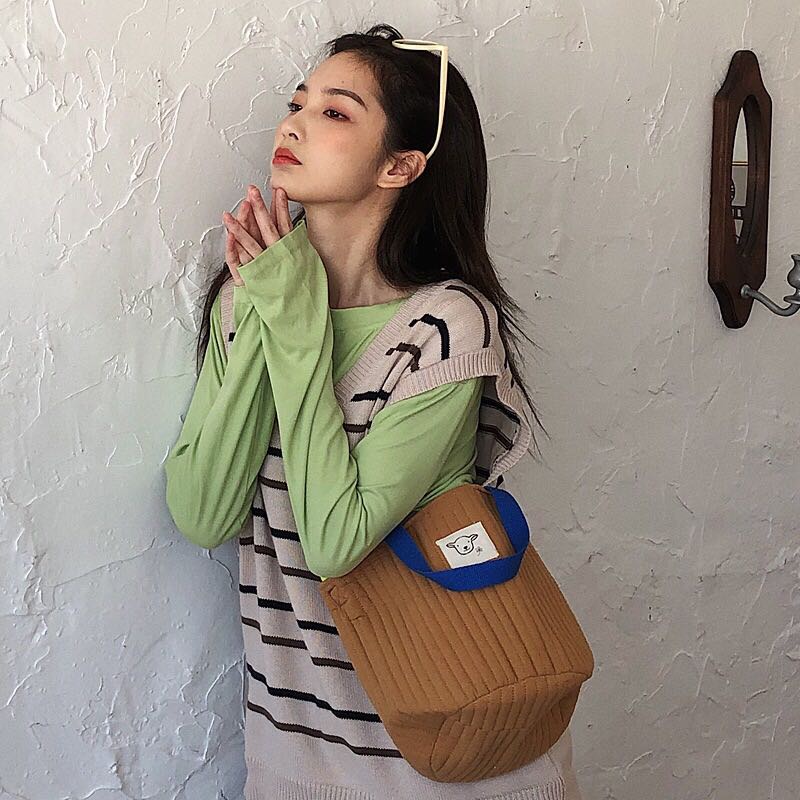 Túi trơn bằng vải cotton màu sắc tương phản dành cho mẹ bỉm sữa