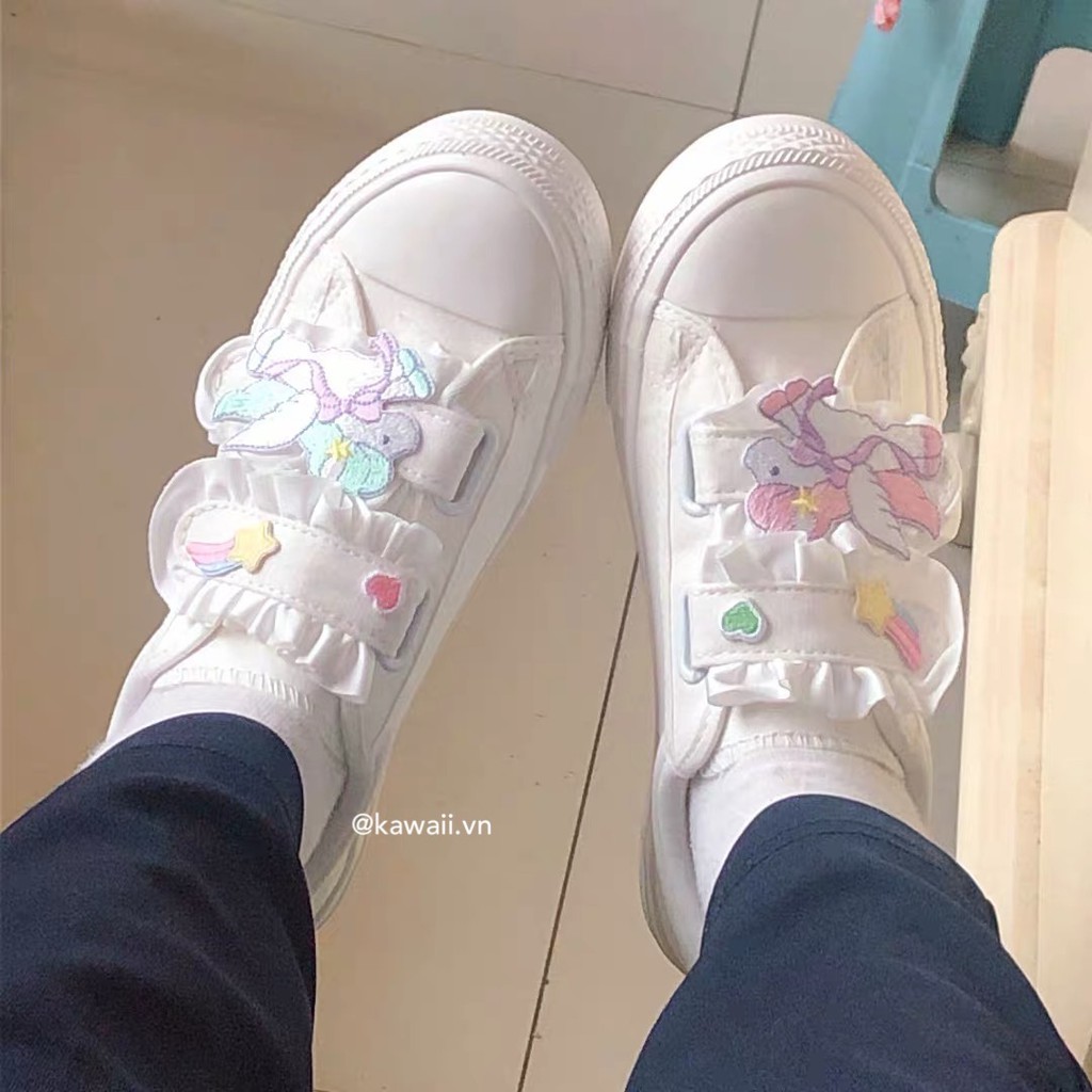 [Có sẵn] GIÀY MOMO SHOES - GIÀY CANVAS QUAI DÁN DỄ THƯƠNG (có tặng kèm patch cute) (Ảnh thật shop tự thực hiện.)