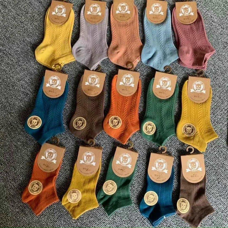 Sét 5 đôi tất gân vặn thừng cổ ngắn cho bé(1-12 tuổi)